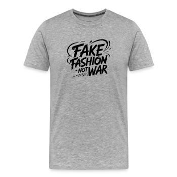 Fake Fashion not War - Männer Premium Bio T-Shirt - Grau meliert - Vorne - Damien (186cm)