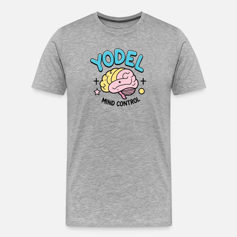 Yodel Mind Control - Männer Premium Bio T-Shirt - Grau meliert