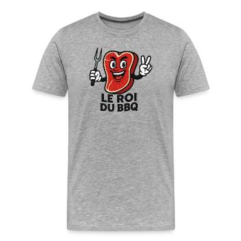 Entrecôte Le Roi du Barbecue - T-shirt bio Premium Homme - gris chiné - Devant - Damien (186cm)