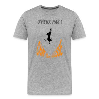 J'peux pas chat glisse ! - T-shirt bio Premium Homme - gris chiné - Devant - Damien (186cm)