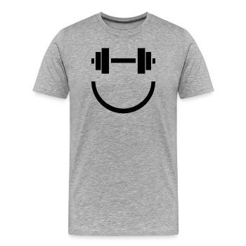 Smile Gains - Men's Premium Organic T-Shirt - heather grey - Front - Damien (186cm)