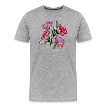 Bouquet Fleurs - T-shirt bio Premium Homme - gris chiné - Devant - Damien (186cm)
