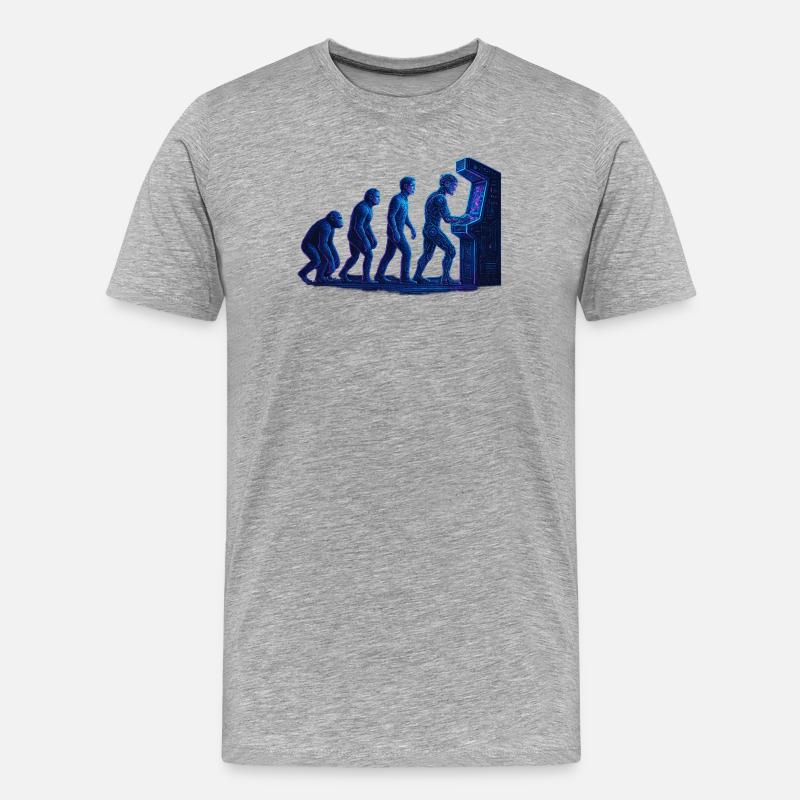 Arcade Menschliche Evolution - Männer Premium Bio T-Shirt - Grau meliert