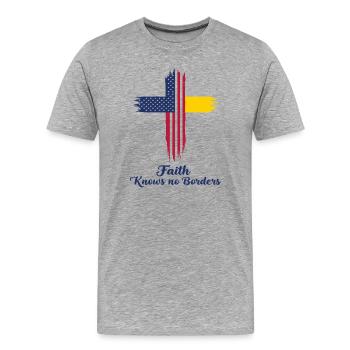 American and Vatican Flag - Men's Premium Organic T-Shirt - heather grey - Front - Damien (186cm)