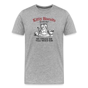 Kitty Biscuits Bakery - We Knead Em, You Need Em - Men's Premium Organic T-Shirt - heather grey - Front - Damien (186cm)
