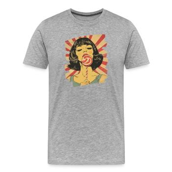 Sucette sucette sucette sucette sweet retro - T-shirt bio Premium Homme - gris chiné - Devant - Damien (186cm)