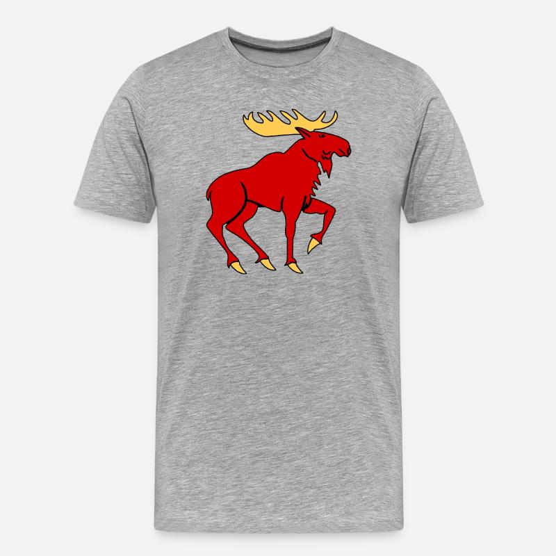Elch mit Geweih – Mächtiges Natursymbol - Männer Premium Bio T-Shirt - Grau meliert