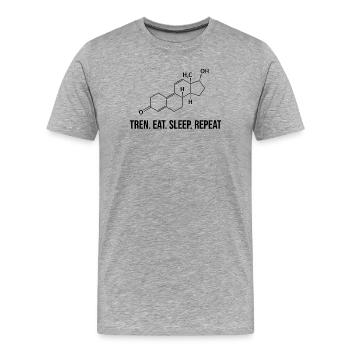 Tren. Eat. Sleep. Repeat - Men's Premium Organic T-Shirt - heather grey - Front - Damien (186cm)