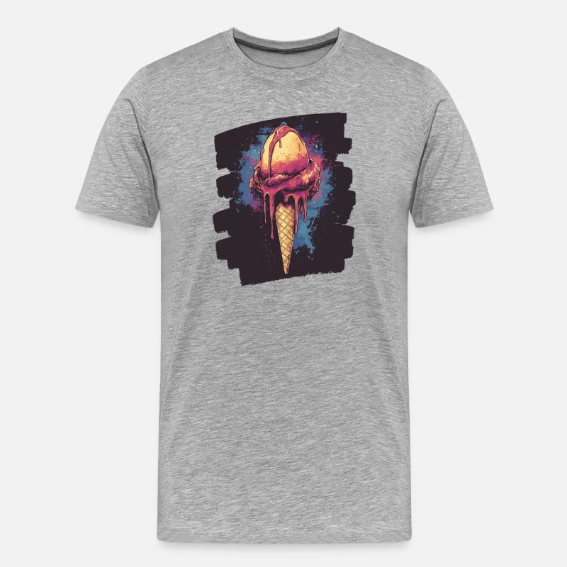 Eiscreme Eis - Männer Premium Bio T-Shirt - Grau meliert