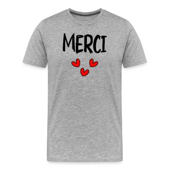 VIELEN DANK. GELIEBTE. MEISTER. DANKE HERRIN - Männer Premium Bio T-Shirt - Grau meliert - Vorne - Damien (186cm)