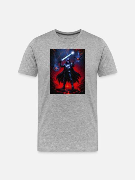 Dunkler Krieger im Flammensturm - Männer Premium Bio T-Shirt - Grau meliert