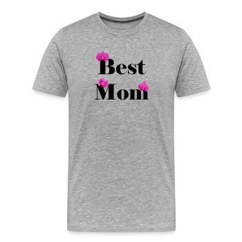 Best Mom, Black with Fuchsia Orchids - Men's Premium Organic T-Shirt - heather grey - Front - Damien (186cm)