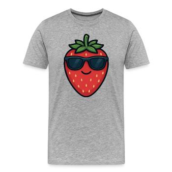 Fraise fraîche Été Fruité Drôle Satisfait - T-shirt bio Premium Homme - gris chiné - Devant - Damien (186cm)