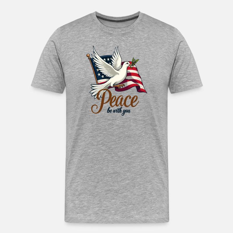 Friedenstaube mit Flagge - Männer Premium Bio T-Shirt - Grau meliert
