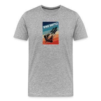 Vaisseau spatial Vintage Design - T-shirt bio Premium Homme - gris chiné - Devant - Damien (186cm)