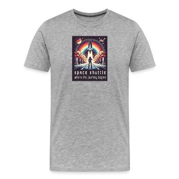 Space Shuttle - Die Reise beginnt - Männer Premium Bio T-Shirt - Grau meliert - Vorne - Damien (186cm)