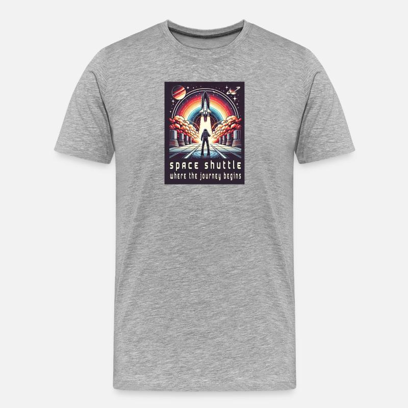 Space Shuttle - Die Reise beginnt - Männer Premium Bio T-Shirt - Grau meliert