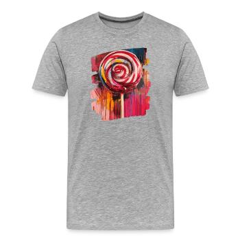 Sucette sucette bonbons bonbons - T-shirt bio Premium Homme - gris chiné - Devant - Damien (186cm)