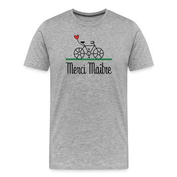 MAÎTRE. MAITRE. MERCI. MERCI MAÎTRE. MAITRE - T-shirt bio Premium Homme - gris chiné - Devant - Damien (186cm)
