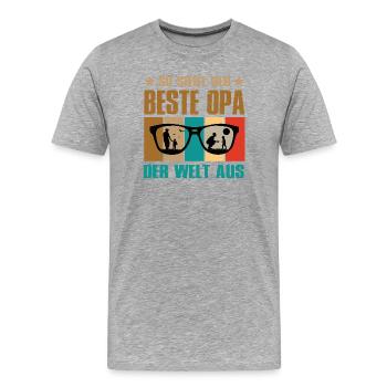 So Sieht Der Beste Opa Der Welt Aus - Männer Premium Bio T-Shirt - Grau meliert - Vorne - Damien (186cm)