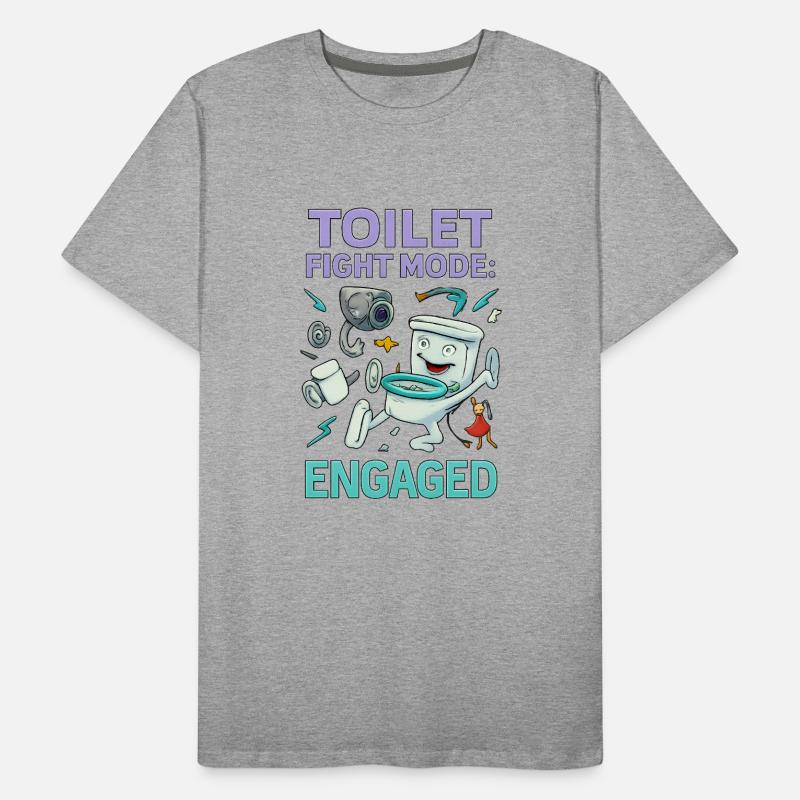 Mode de combat aux toilettes - Conception absurde de Brainrot T-shirt bio Premium Homme