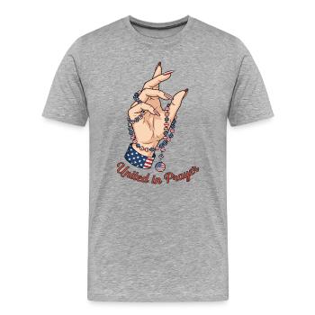 Unis dans la prière - T-shirt bio Premium Homme - gris chiné - Devant - Damien (186cm)