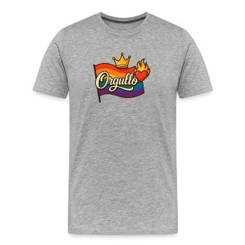 Orgullo – Pride con Corazón y Corona - Männer Premium Bio T-Shirt - Grau meliert - Vorne - Damien (186cm)