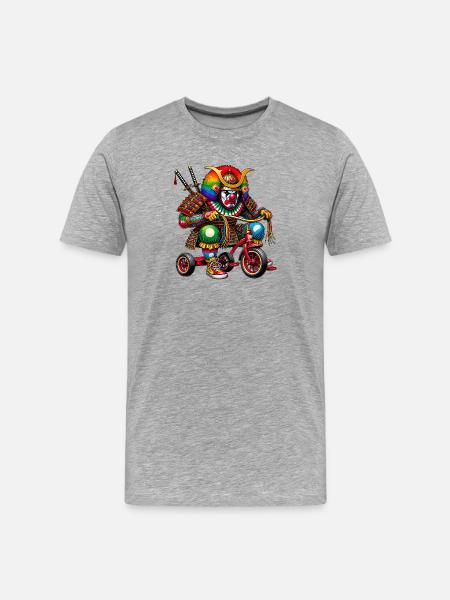 Samurai Clown - Men's Premium Organic T-Shirt - heather grey