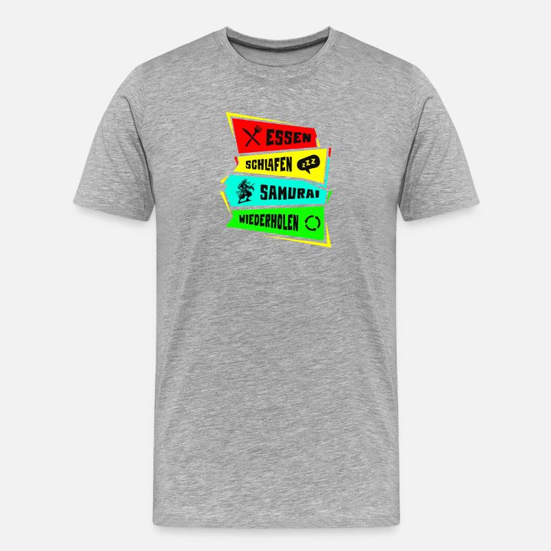 Samurai Eat Sleep Samurai Repeat - Men's Premium Organic T-Shirt - heather grey