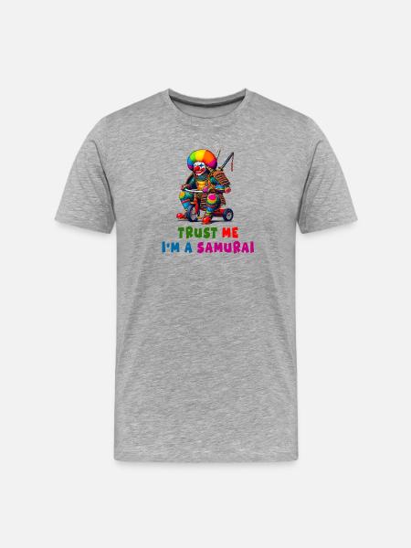 Samurai Clown - Men's Premium Organic T-Shirt - heather grey