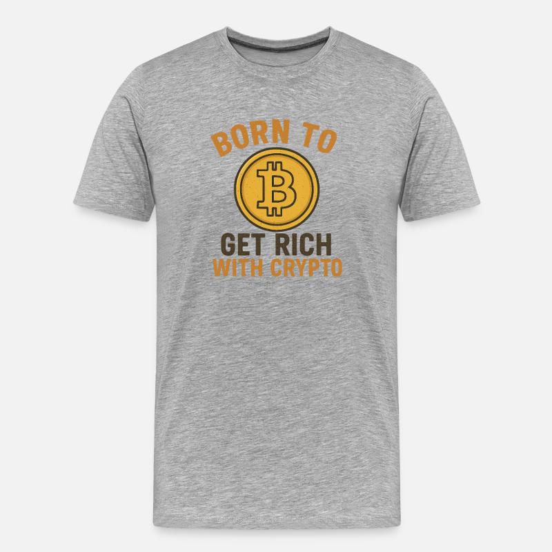 Get Rich with Crypto - Männer Premium Bio T-Shirt - Grau meliert