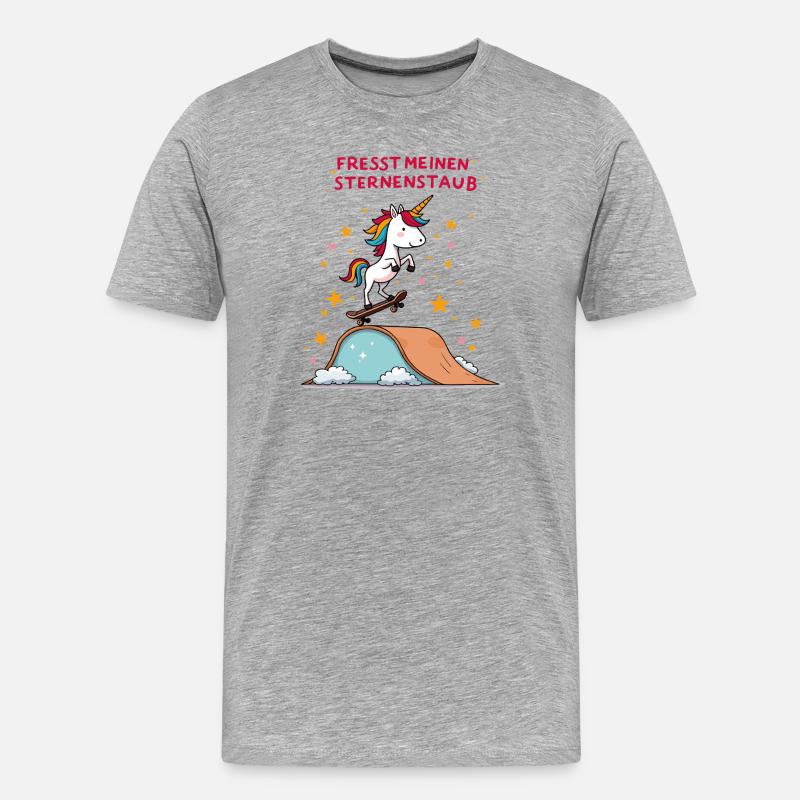 Skateboard-Einhorn - Männer Premium Bio T-Shirt - Grau meliert