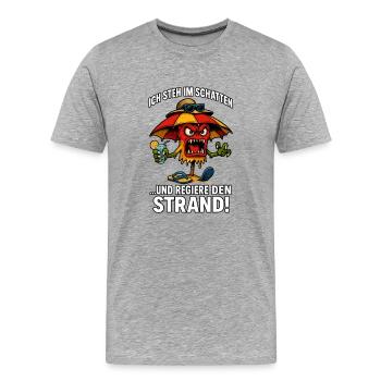 Shadow hero on the beach - Men's Premium Organic T-Shirt - heather grey - Front - Damien (186cm)