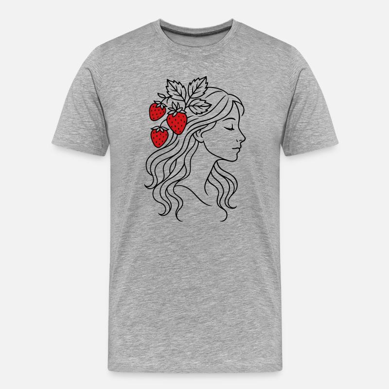 Frau mit Erdbeeren Erdbeermädchen - Männer Premium Bio T-Shirt - Grau meliert