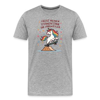 Skateboard-Einhorn - Männer Premium Bio T-Shirt - Grau meliert - Vorne - Damien (186cm)