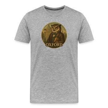 Professor Eule – Oxford Wisdom - Männer Premium Bio T-Shirt - Grau meliert - Vorne - Damien (186cm)