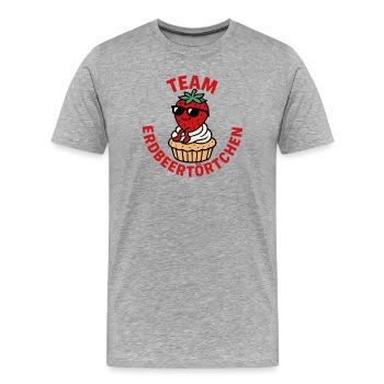 Tartelettes aux fraises de l’équipe - Fan de fraises - T-shirt bio Premium Homme - gris chiné - Devant - Damien (186cm)
