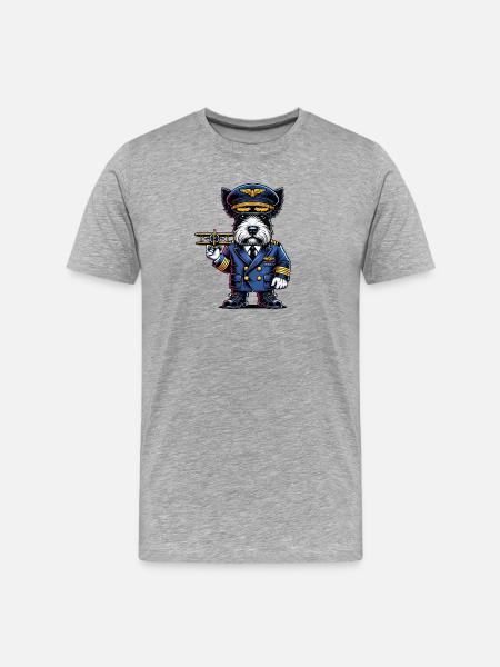 Scottish Terrier Pilot - Men's Premium Organic T-Shirt - heather grey