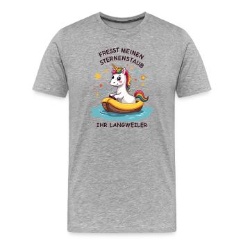 Einhorn Bootsfahrt - Männer Premium Bio T-Shirt - Grau meliert - Vorne - Damien (186cm)