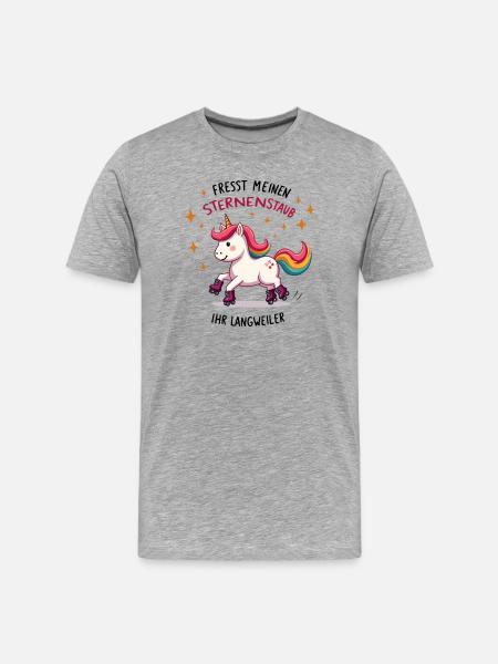 Rollschuh Einhorn - Männer Premium Bio T-Shirt - Grau meliert