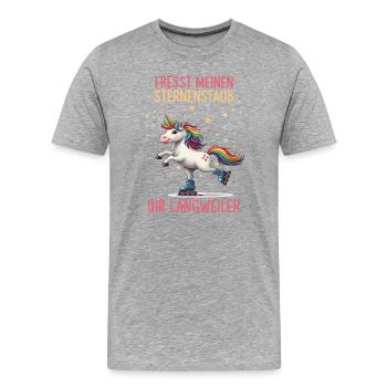 Rollschuh Einhorn - Männer Premium Bio T-Shirt - Grau meliert - Vorne - Damien (186cm)