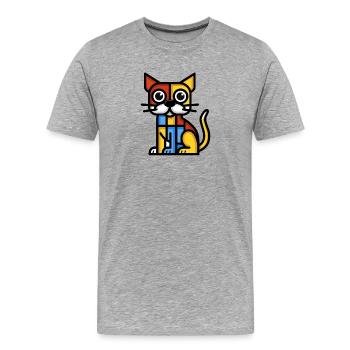Image colorée d’un chien cubiste - T-shirt bio Premium Homme - gris chiné - Devant - Damien (186cm)