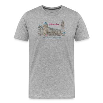 Munich Deutsches Museum Hand Drawing - Men's Premium Organic T-Shirt - heather grey - Front - Damien (186cm)