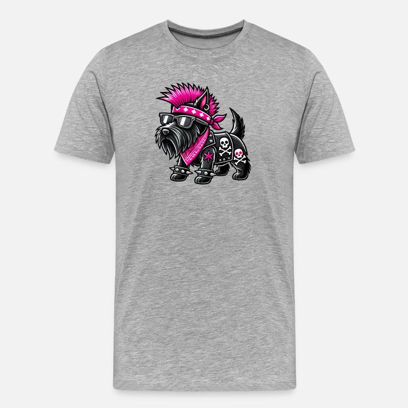 Scottish Terrier Punk Musik - Männer Premium Bio T-Shirt - Grau meliert