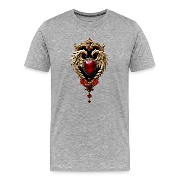 Eleganz in Rot und Gold - Männer Premium Bio T-Shirt - Grau meliert - Vorne - Damien (186cm)