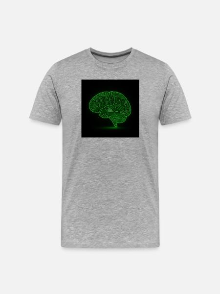 NeonTech Brain Geist trifft Schaltkreis - Männer Premium Bio T-Shirt - Grau meliert