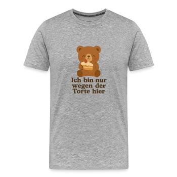 Fuer die Torte - Männer Premium Bio T-Shirt - Grau meliert - Vorne - Damien (186cm)