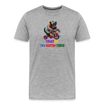 Clown Terrier auf Dreirad - Männer Premium Bio T-Shirt - Grau meliert - Vorne - Damien (186cm)