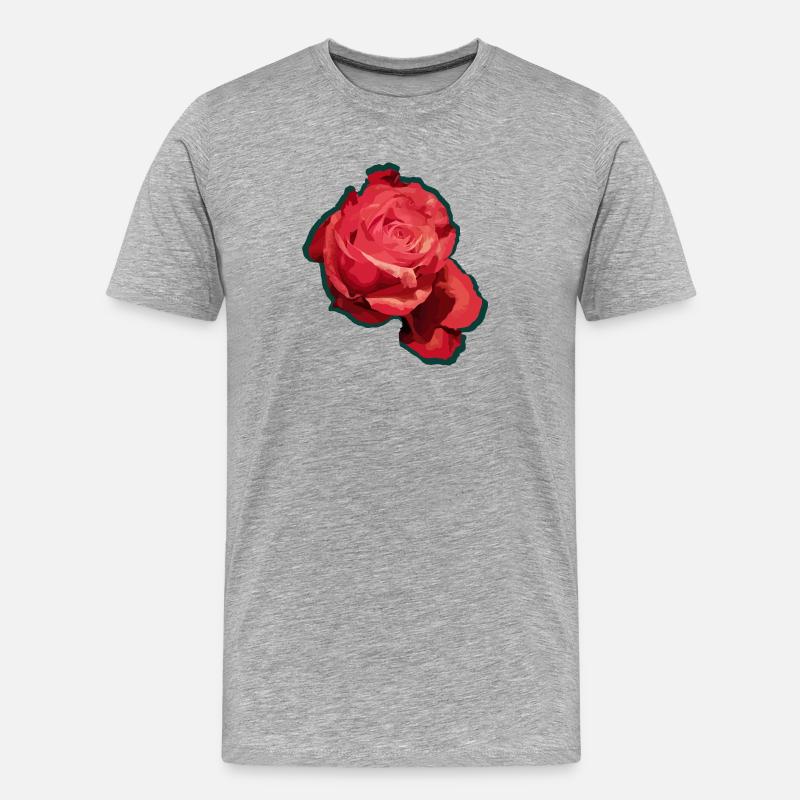 Rote Rose - Männer Premium Bio T-Shirt - Grau meliert