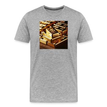 Goldbarren Dollar - Männer Premium Bio T-Shirt - Grau meliert - Vorne - Damien (186cm)